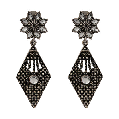 Kite delight stone studded dangler earrings (White)