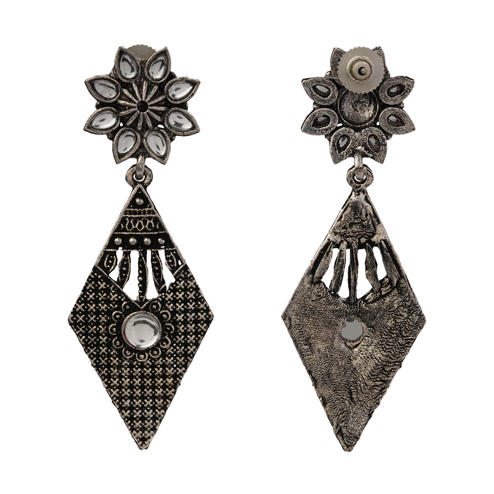 Kite delight stone studded dangler earrings (White)