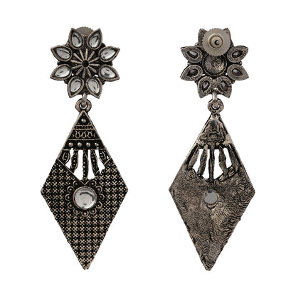 Kite delight stone studded dangler earrings (White)