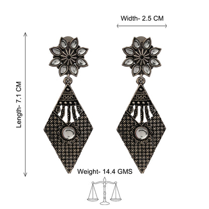 Kite delight stone studded dangler earrings (White)