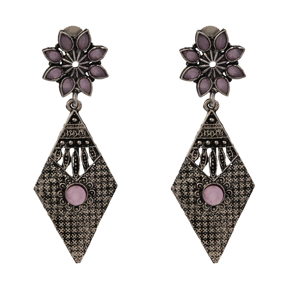 Kite delight stone studded dangler earrings (Baby Pink)