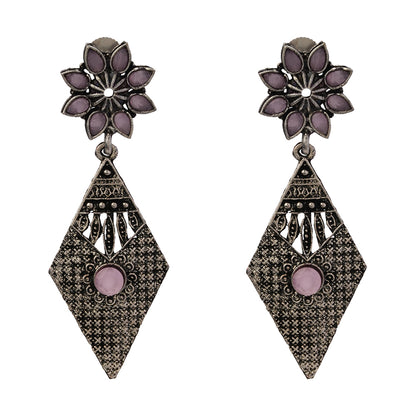Kite delight stone studded dangler earrings (Baby Pink)