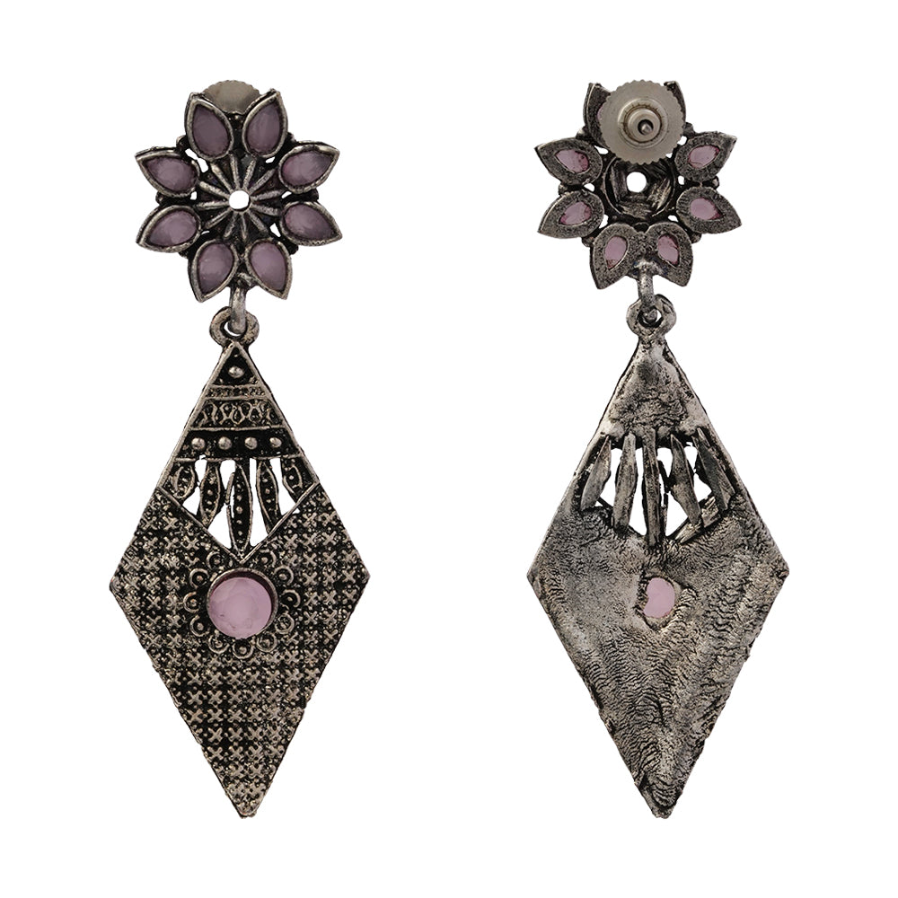 Kite delight stone studded dangler earrings (Baby Pink)