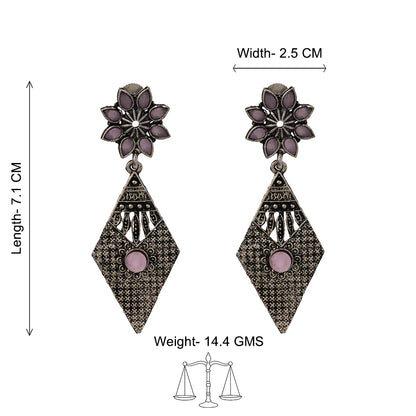Kite delight stone studded dangler earrings (Baby Pink)