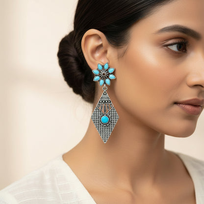 Kite delight stone studded dangler earrings (Sky Blue)