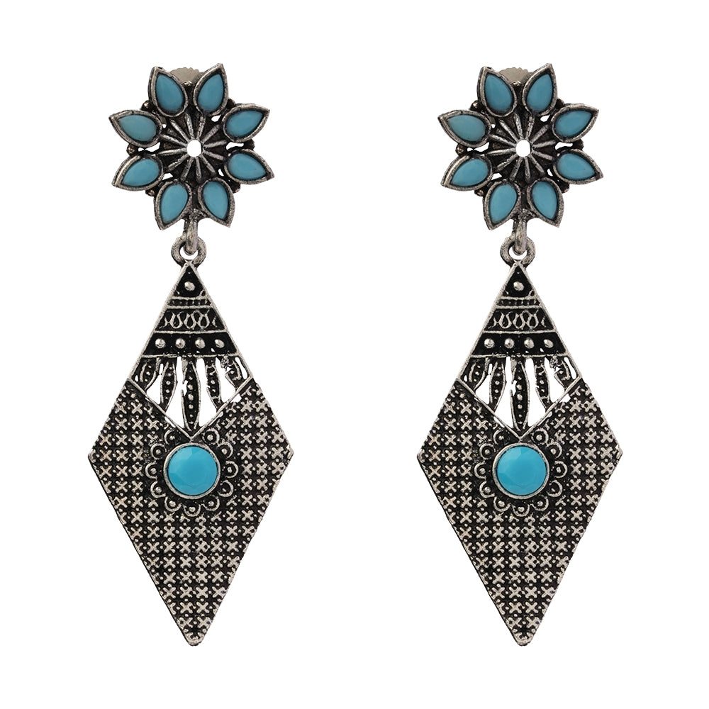 Kite delight stone studded dangler earrings (Sky Blue)