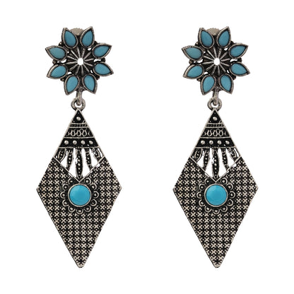Kite delight stone studded dangler earrings (Sky Blue)
