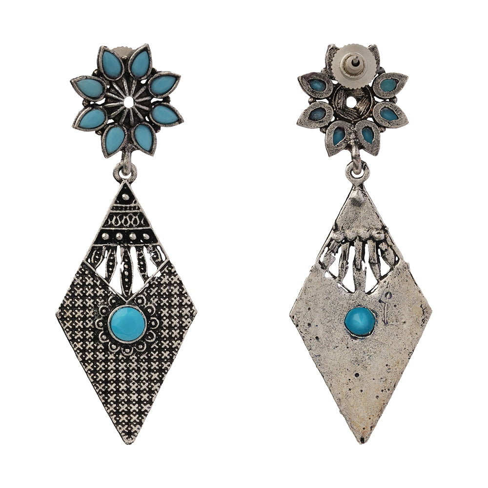 Kite delight stone studded dangler earrings (Sky Blue)