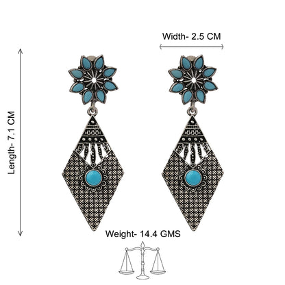 Kite delight stone studded dangler earrings (Sky Blue)