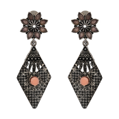 Kite delight stone studded dangler earrings (Light Orange)