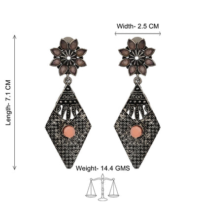 Kite delight stone studded dangler earrings (Light Orange)