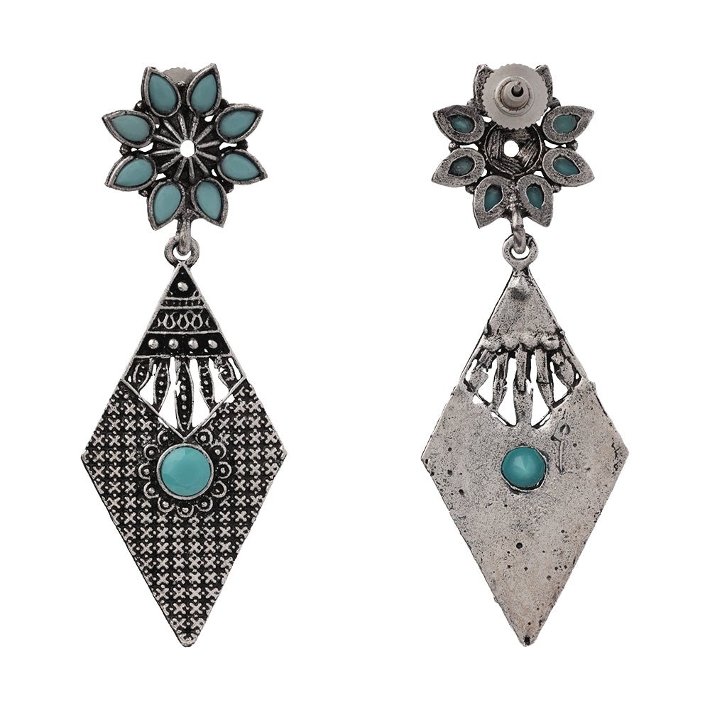 Kite delight stone studded dangler earrings (Mint)