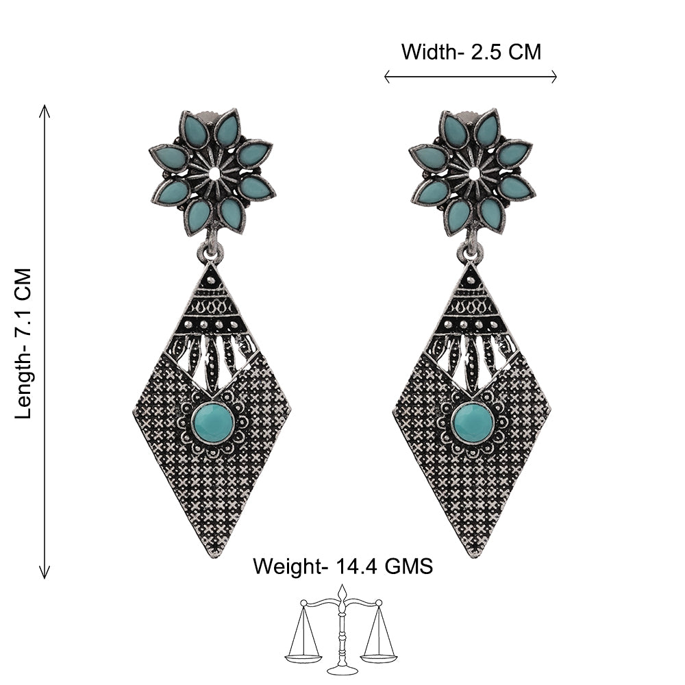 Kite delight stone studded dangler earrings (Mint)
