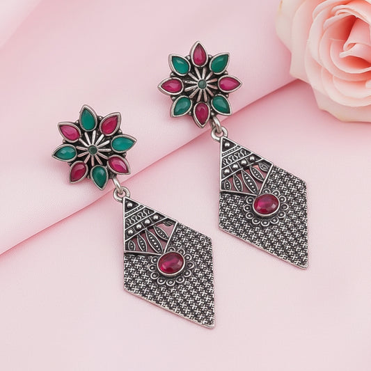 Kite delight stone studded dangler earrings (Multicolored)
