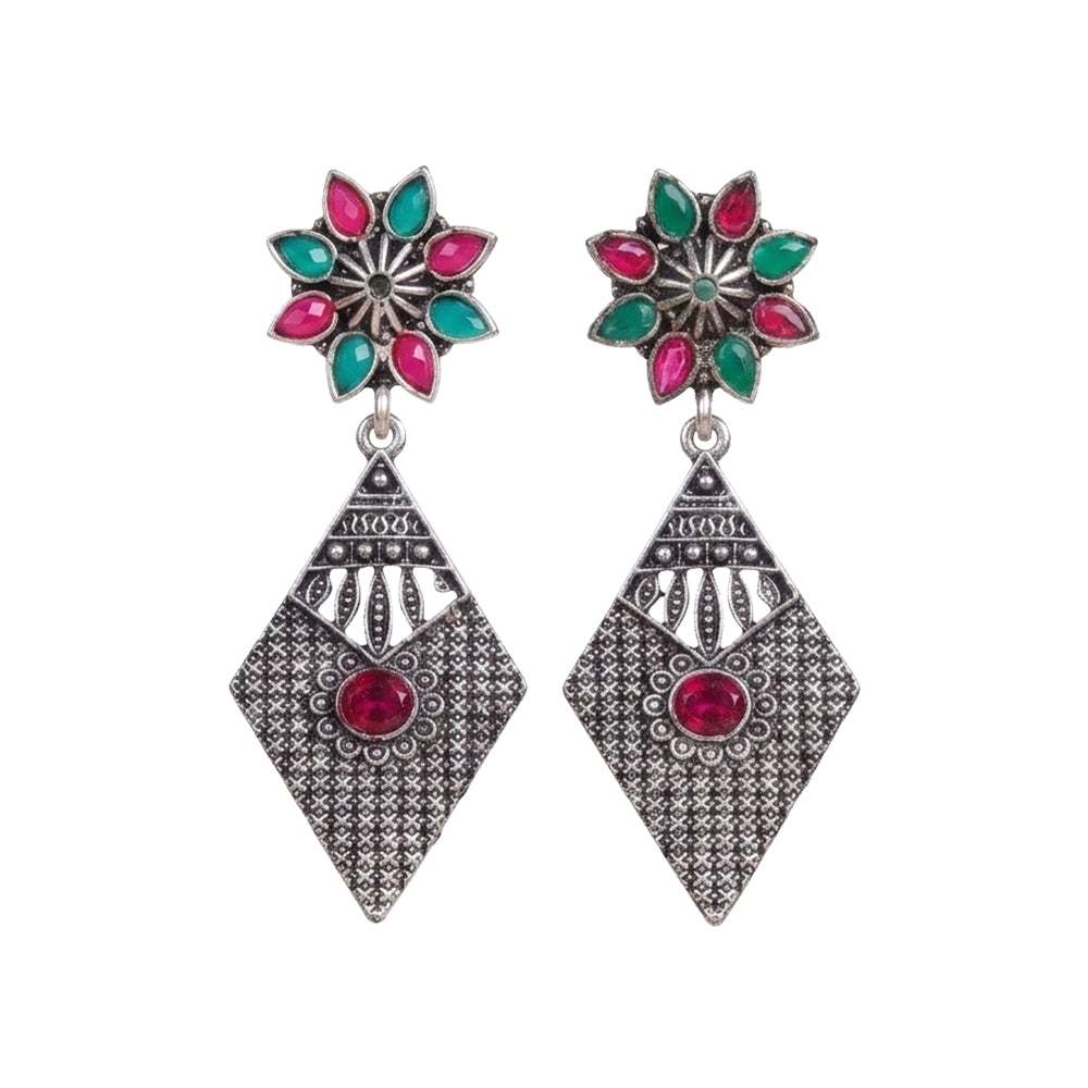 Kite delight stone studded dangler earrings (Multicolored)