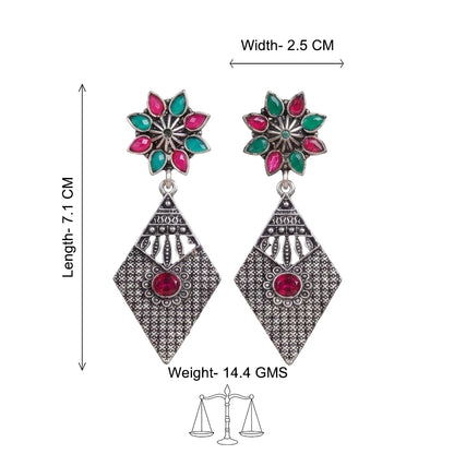 Kite delight stone studded dangler earrings (Multicolored)