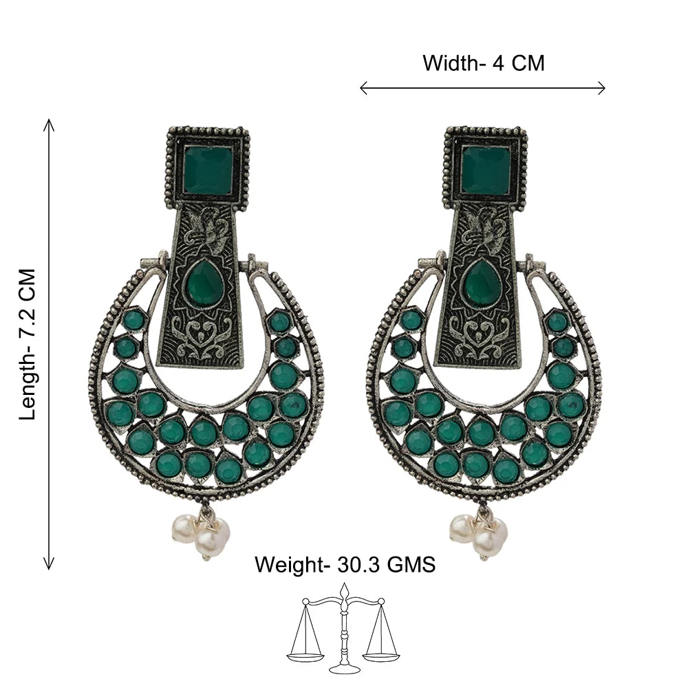 Peacock glow stone studded dangler & Moonfall stone studded dangler Combo set