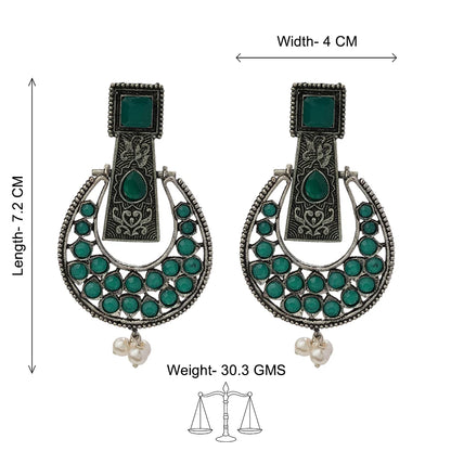Peacock glow stone studded dangler & Moonfall stone studded dangler Combo set