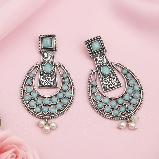 Moonfall stone studded dangler earrings (Mint)