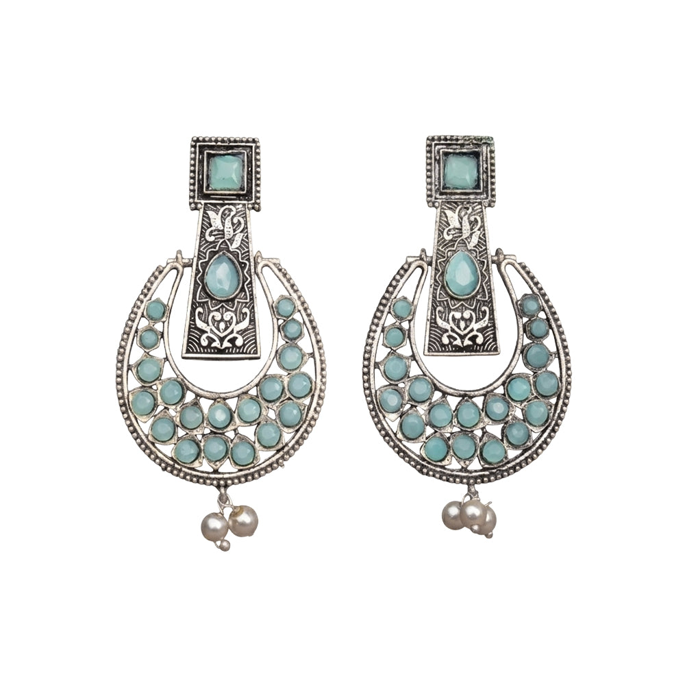 Moonfall stone studded dangler earrings (Mint)