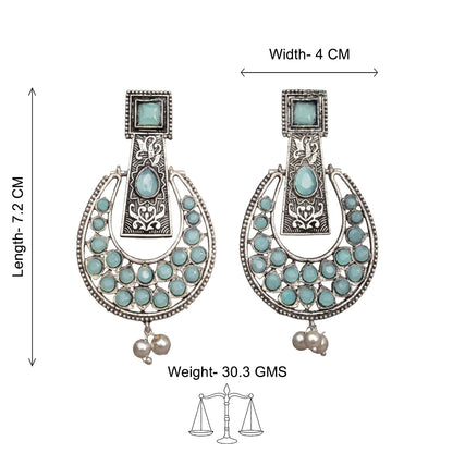 Moonfall stone studded dangler earrings (Mint)