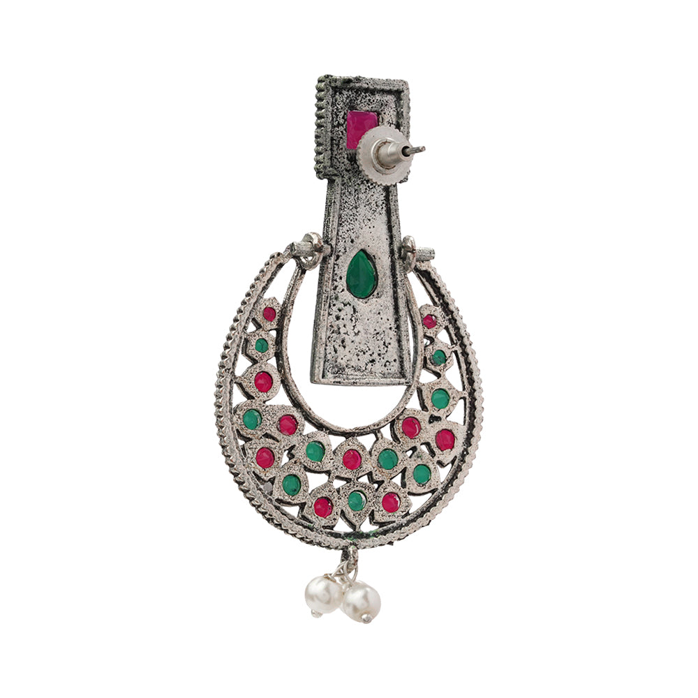 Moonfall stone studded dangler earrings (Multicolored)
