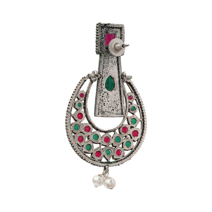 Moonfall stone studded dangler earrings (Multicolored)