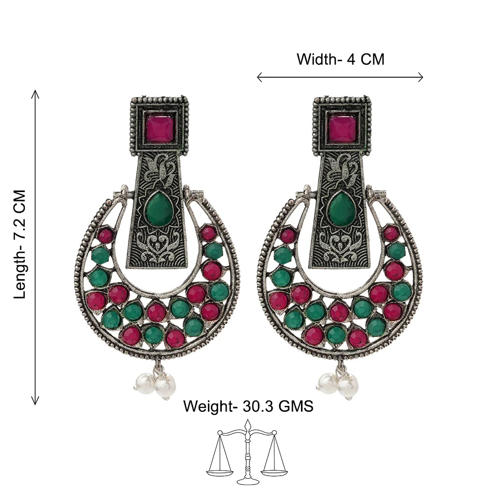 Peacock glow stone studded dangler & Moonfall stone studded dangler Combo set