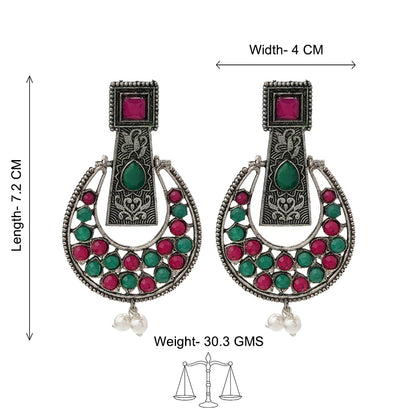 Peacock glow stone studded dangler & Moonfall stone studded dangler Combo set