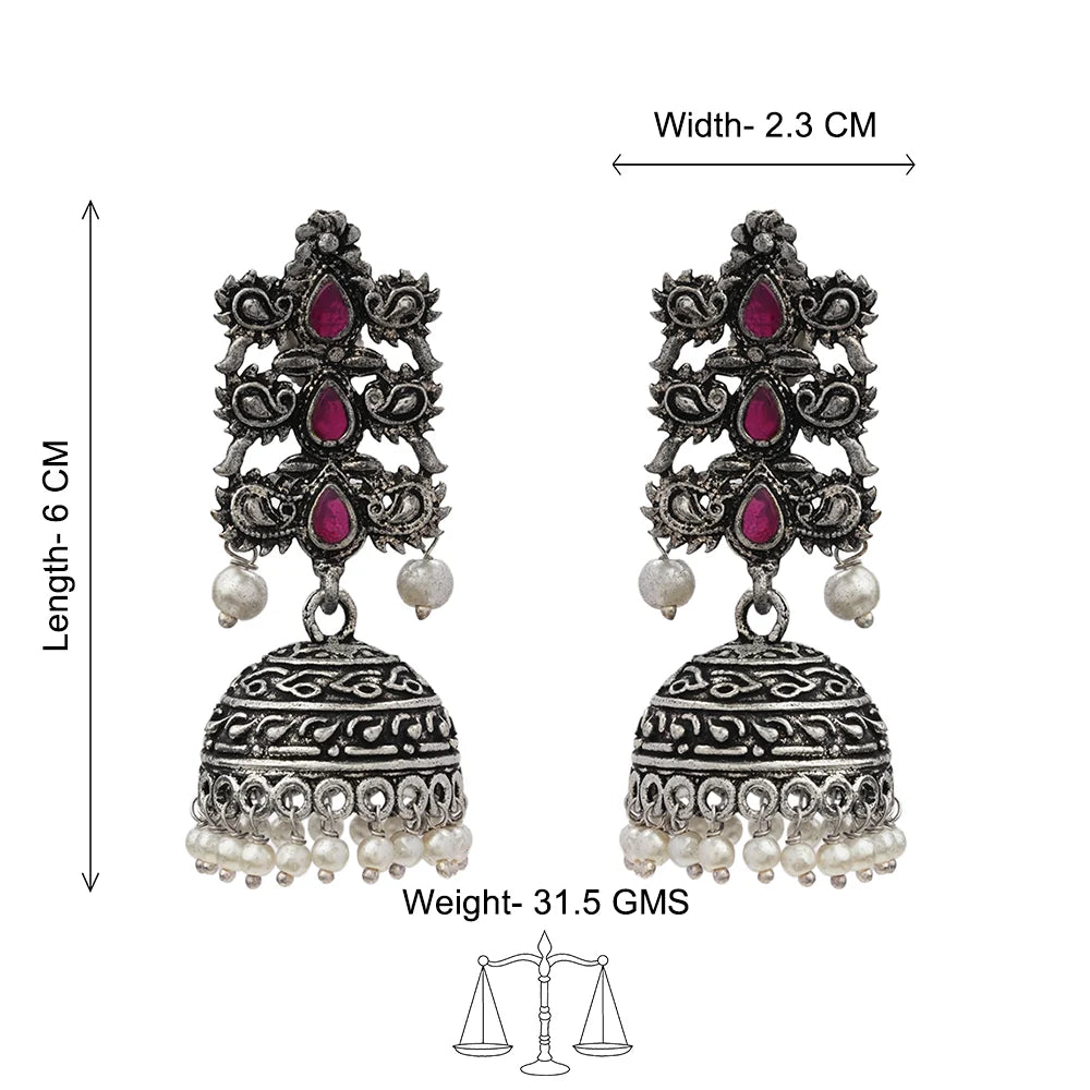 Peacock glow stone studded dangler & Sitara stone studded jhumki Combo set