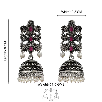 Peacock glow stone studded dangler & Sitara stone studded jhumki Combo set
