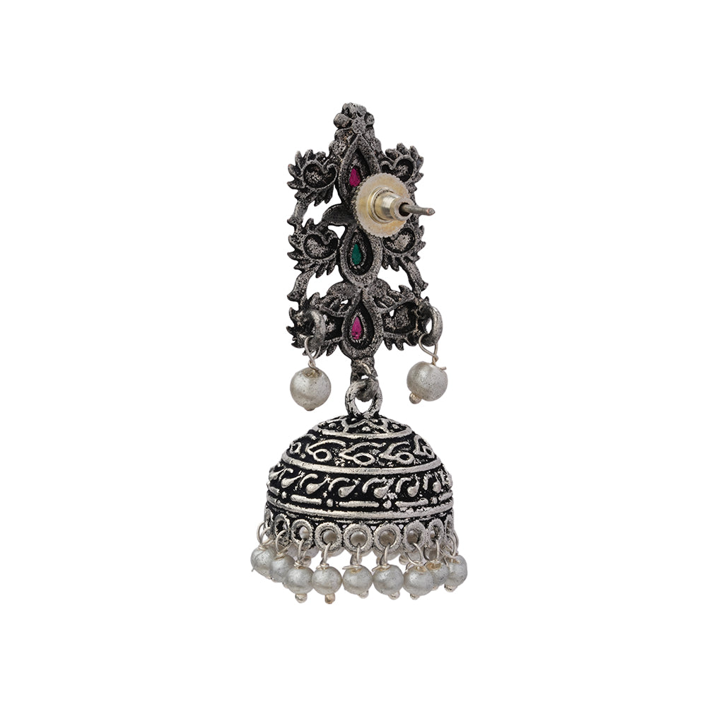 Sitara stone studded jhumki earrings (Multicolored)