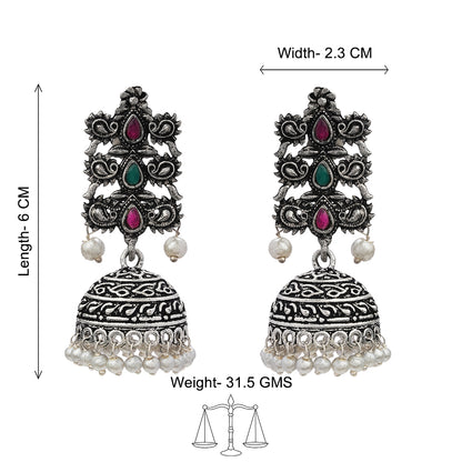 Sitara stone studded jhumki earrings (Multicolored)