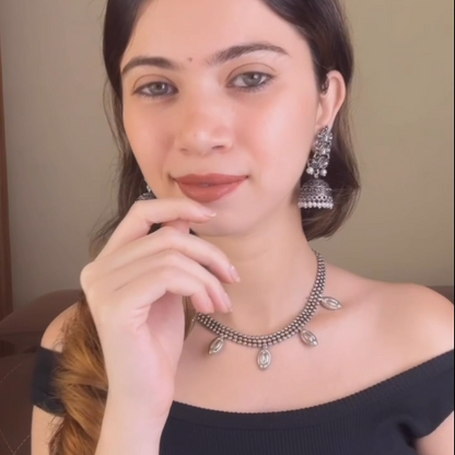 Sitara stone studded jhumki earrings (White)