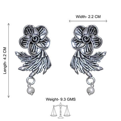 Kalash Kamal earring  Floral Swirl stud earrings (Silver) Combo set