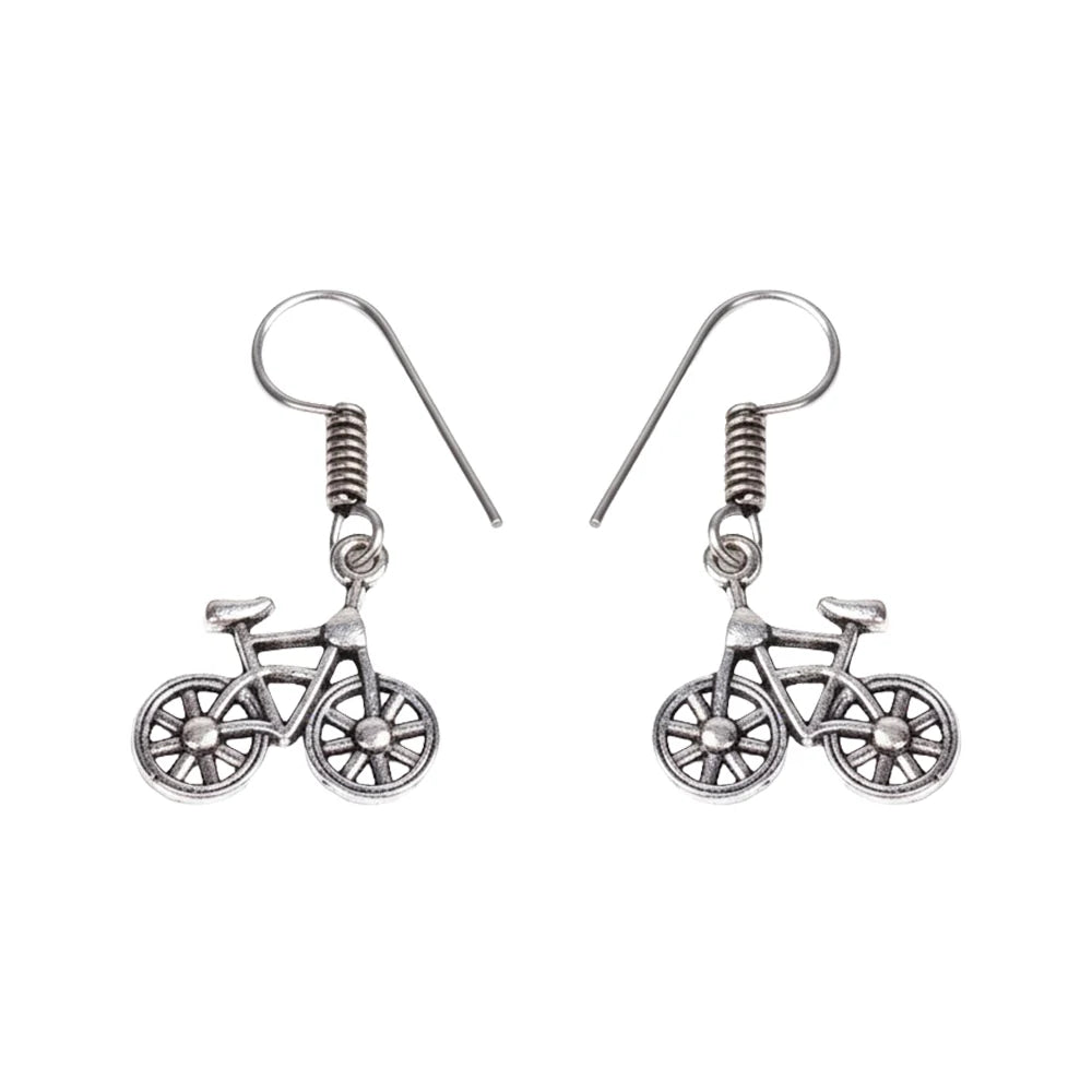 Royal Triple Bell Layered Jhumka Earring (Black) Cycle Charm Dangler earrings (Silver) Combo set