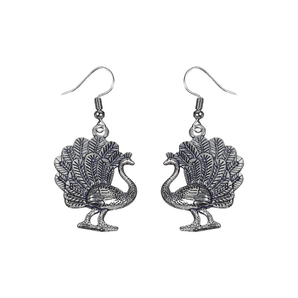 Morni jhumki dangler earrings (Silver)