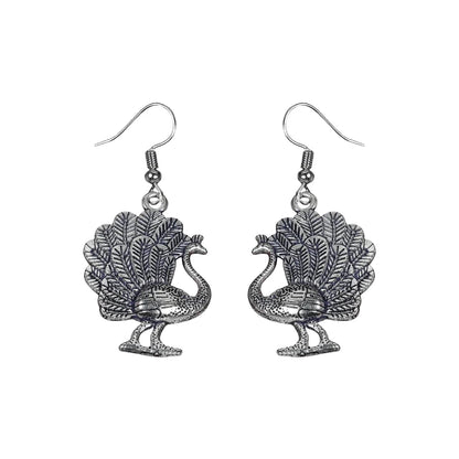 Carved Charm Dangler earrings (White) Morni jhumki dangler earrings (Silver) Combo set