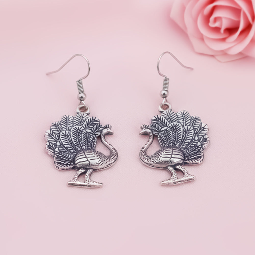 Morni jhumki dangler earrings (Silver)