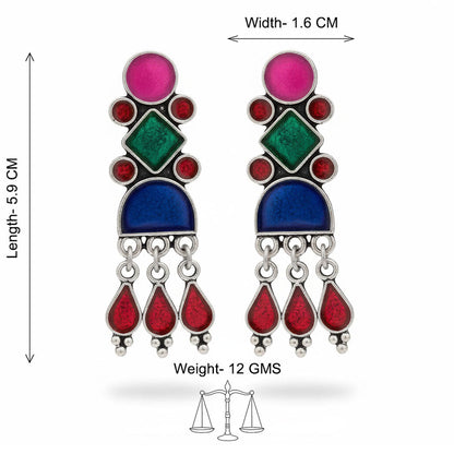 Kalash Kamal earring  Rainbow rhine dangler earrings (Multicolored) Combo set