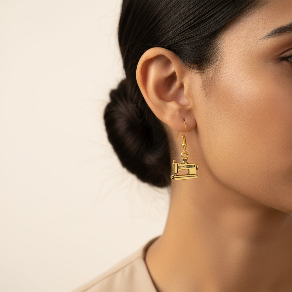 Wonderful wildflower oxidised stud earrings (Black)&Sew-chic dangler earrings Combo set