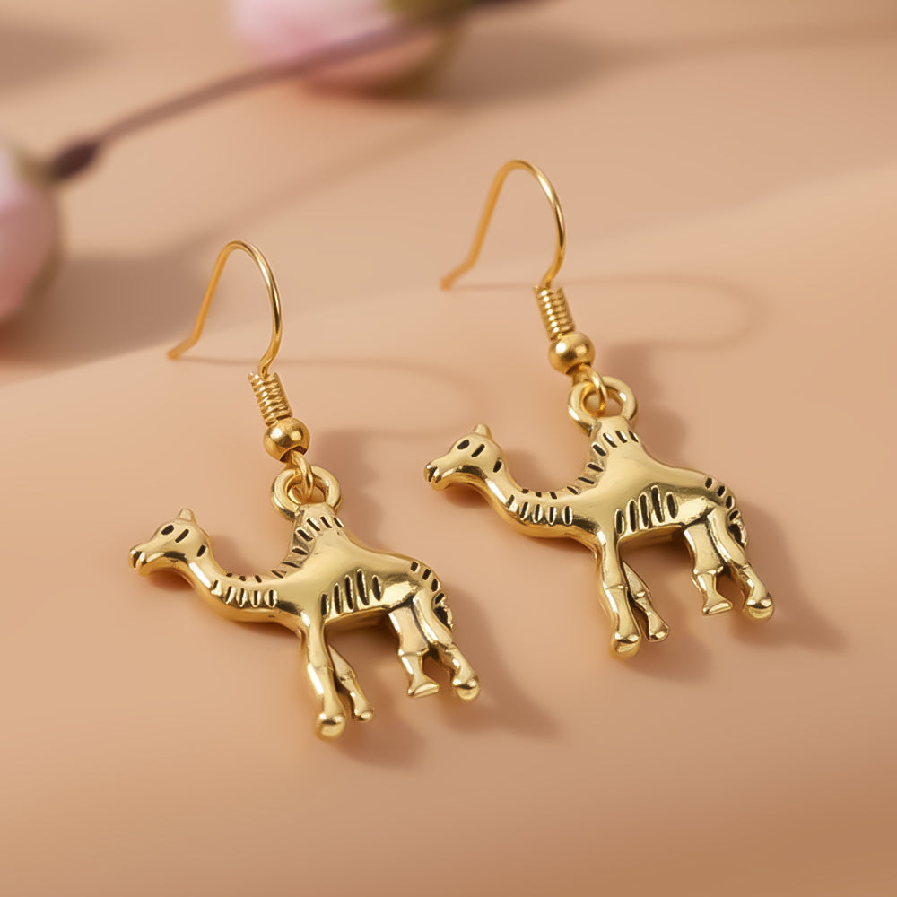Camel dangler earrings