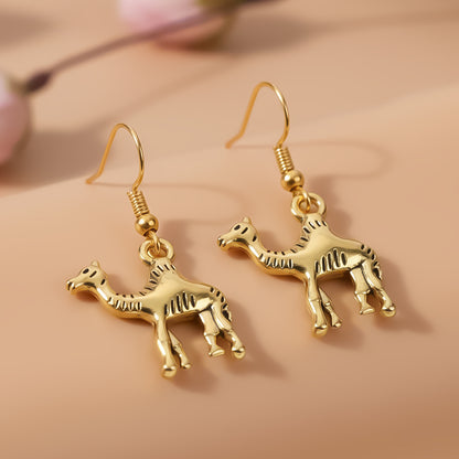 Camel dangler earrings