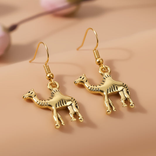 Camel dangler earrings