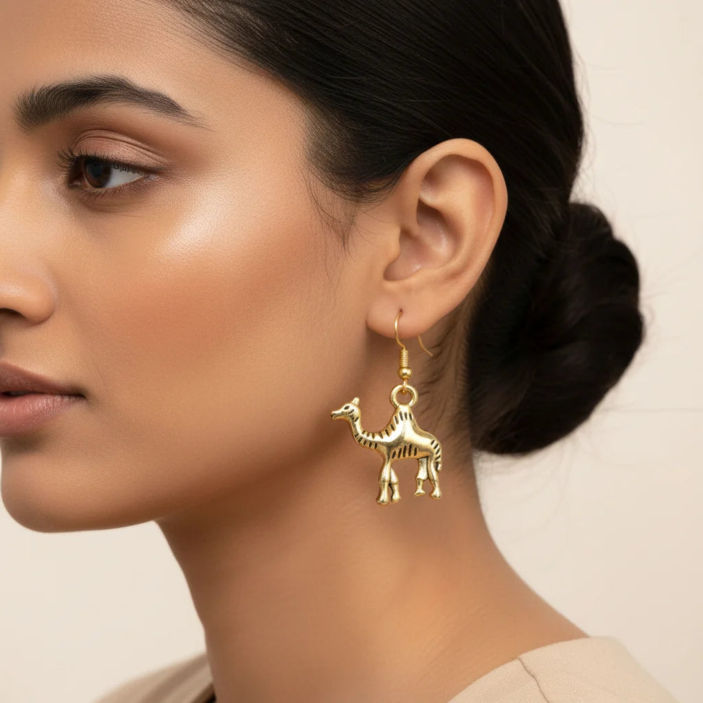 Peacock glow stone studded dangler earrings & Camel dangler earrings Combo set