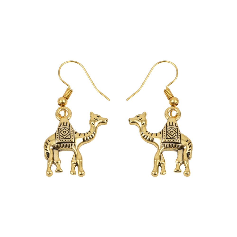 Camel dangler earrings