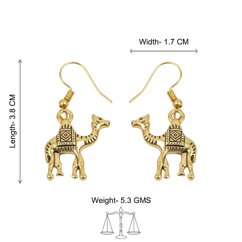 Peacock glow stone studded dangler earrings & Camel dangler earrings Combo set