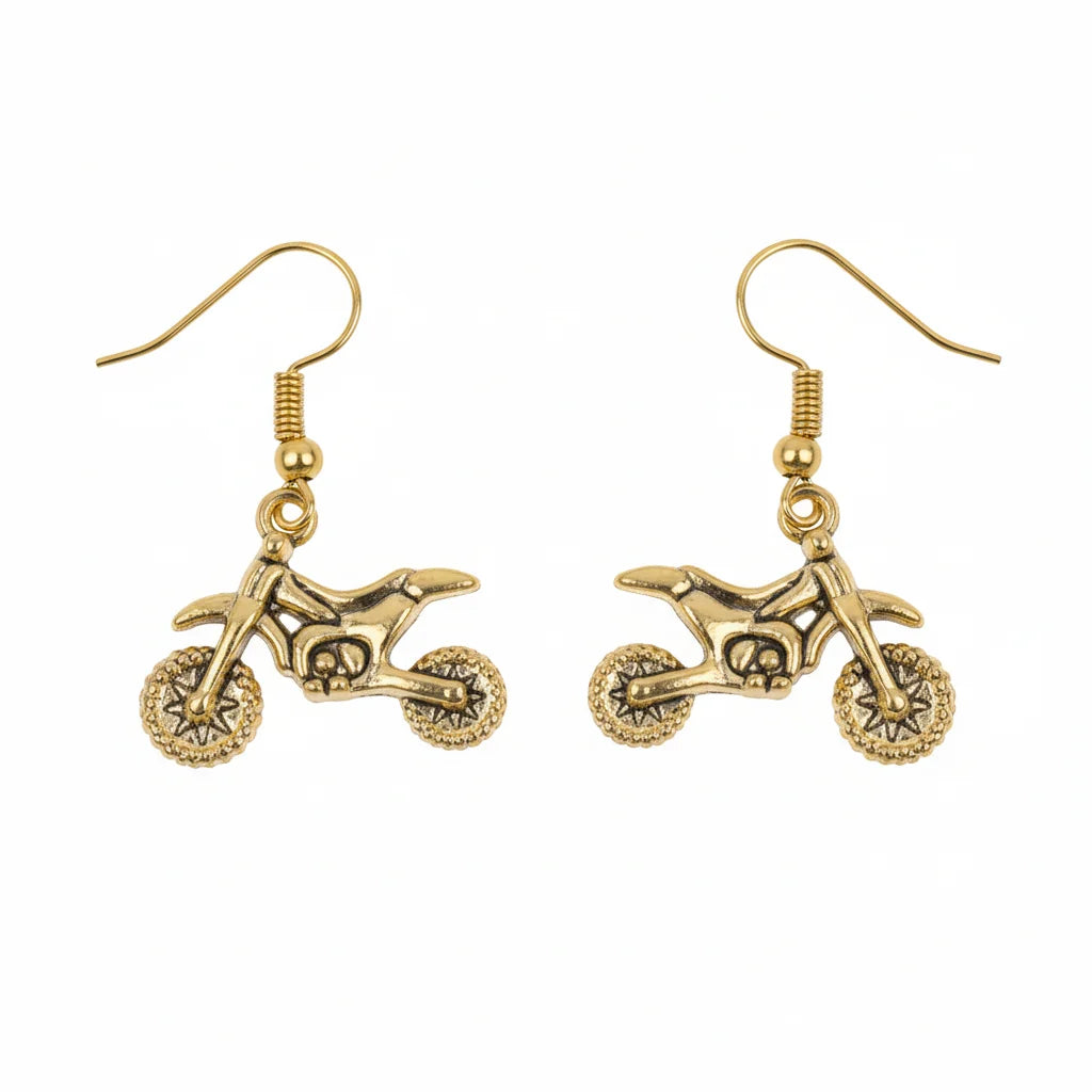 Carved Charm Dangler earrings (White) Biker Babe dangler earrings Combo set