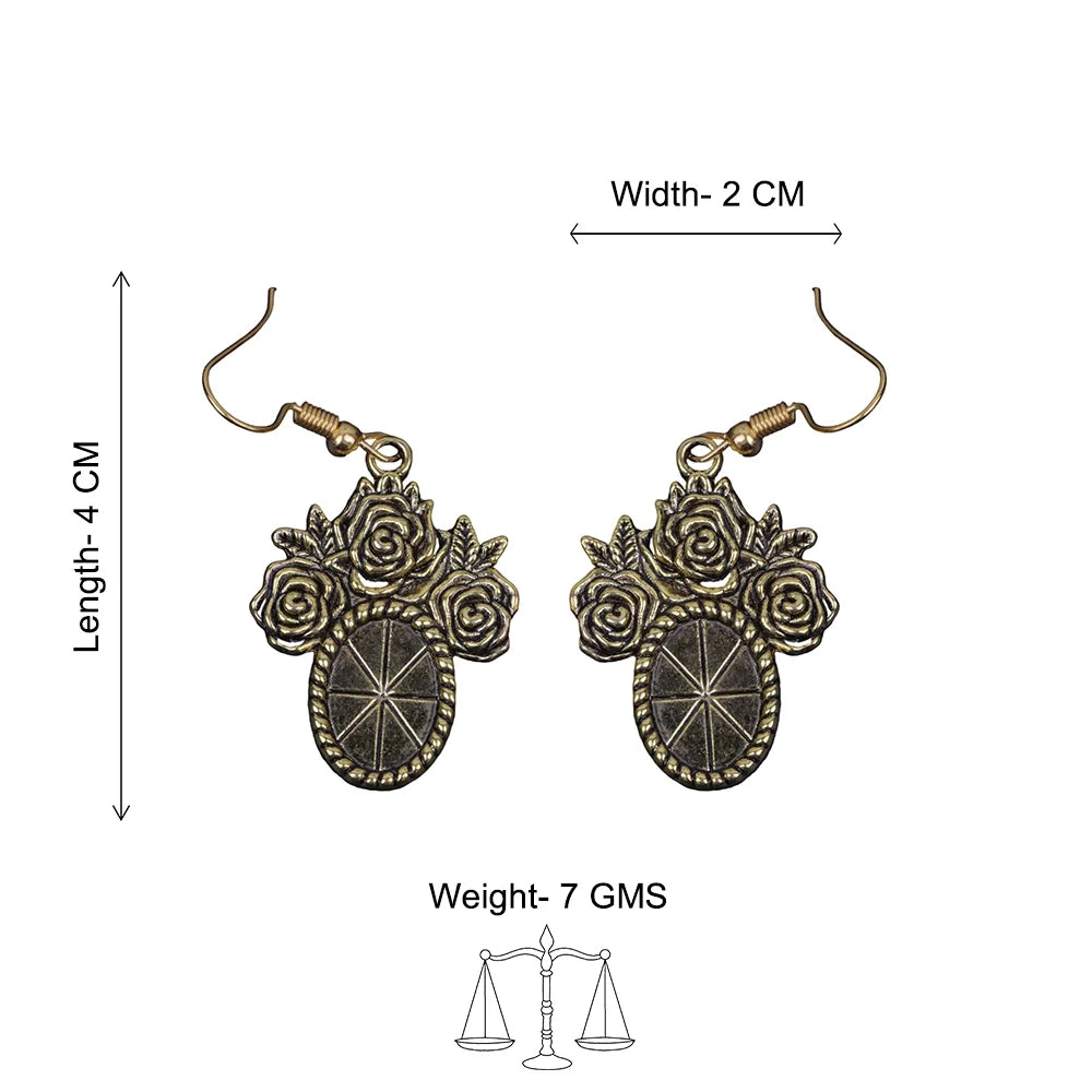 Peacock glow stone studded dangler & Vintage Oval Flower Shaped Danglers set