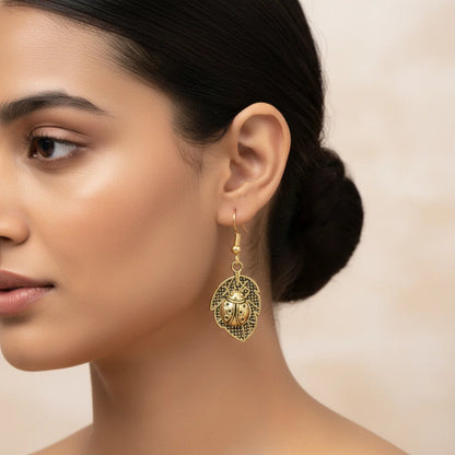 Kalash Kamal earring (Light Orange) Beetle bling dangler earrings Combo set